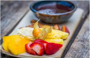 Chocolate Almond Fondue with Fruit and Berries